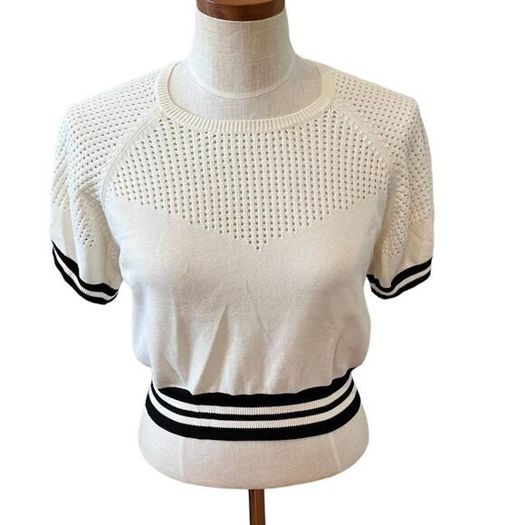 Rebecca Minkoff black and off white Sporty knit top - Picture 1 of 5